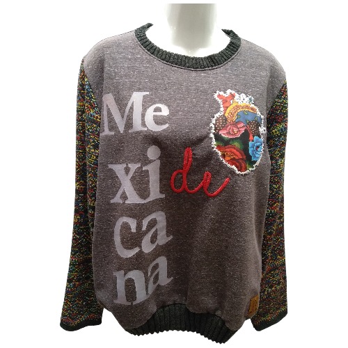 Sudadera Maribel Mexicana De Corazón Gris